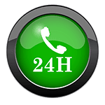 blog picture of a green button with a phone receiver icon and 24h underneath